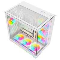 Rampage KAIZER Kumandalı 7*12cm ARGB Fan+Kontrolcü PWM Fanlı ATX/M-ATX Beyaz Oyuncu Kasası PSU YOK 